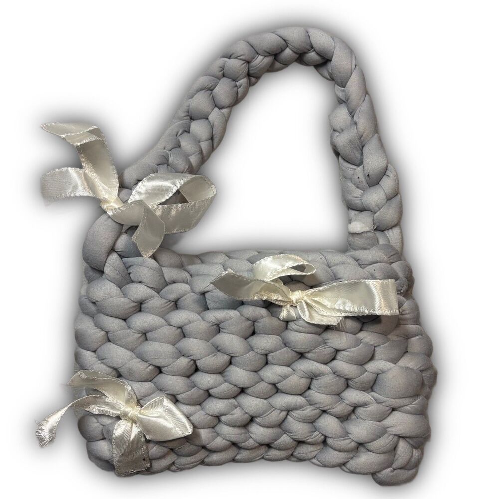 Coquette Chunky Knit Bow Bag
